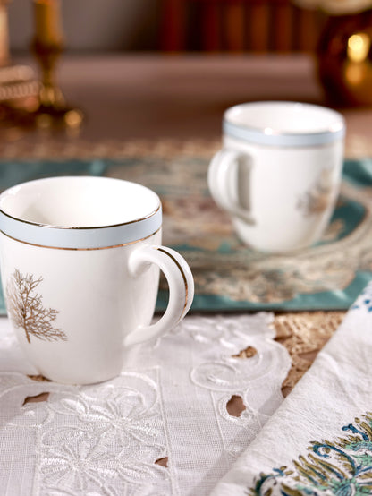 Celestial Blue Mug Set (Capacity 170 ML, Set of 6)