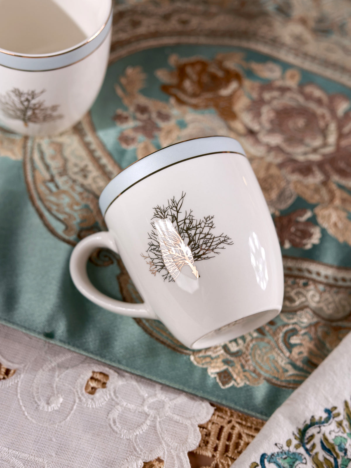 Celestial Blue Mug Set (Capacity 170 ML, Set of 6)