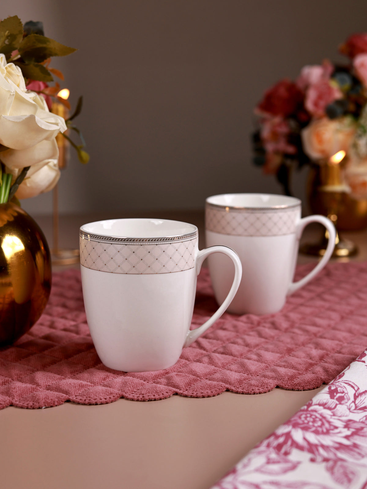 Rosé Champagne Coffee Mugs (Set of 2, 300 ML)