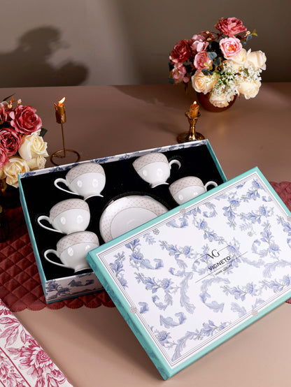 Rosé Champagne Cup and Saucer Set (6 Cups and 6 Saucers)