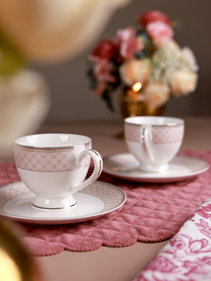 Rosé Champagne Cup and Saucer Set (6 Cups and 6 Saucers)