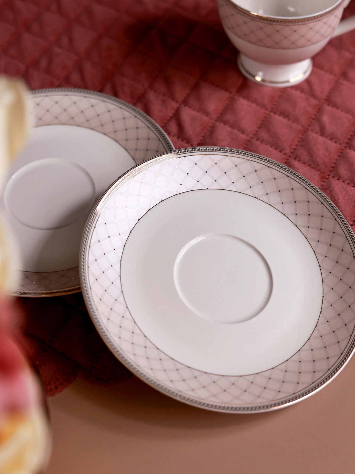 Rosé Champagne Cup and Saucer Set (6 Cups and 6 Saucers)
