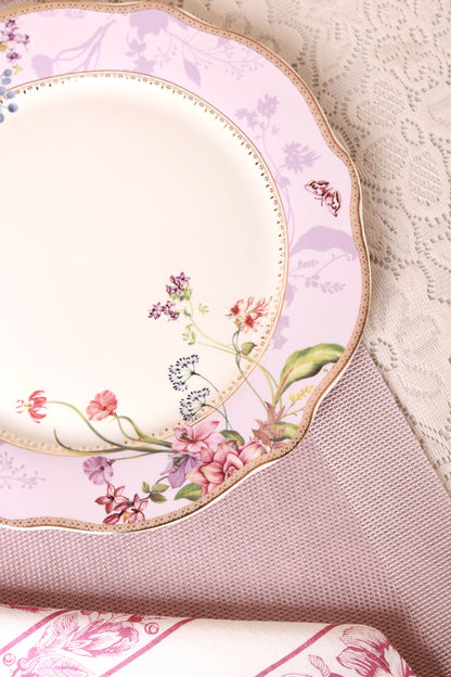 Lilac Garden 8 Pcs Snack Set (1 Serving Plate, 6 Quarter Plates, 1 Server)