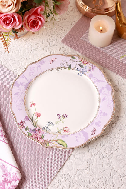 Lilac Garden 8 Pcs Snack Set (1 Serving Plate, 6 Quarter Plates, 1 Server)