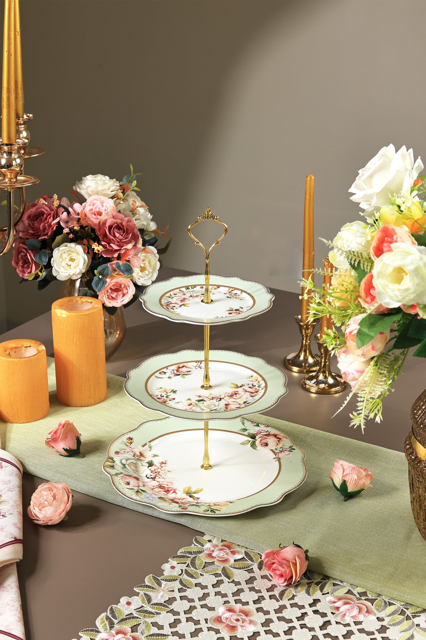 Pistachio Green Three Tier Dessert Stand