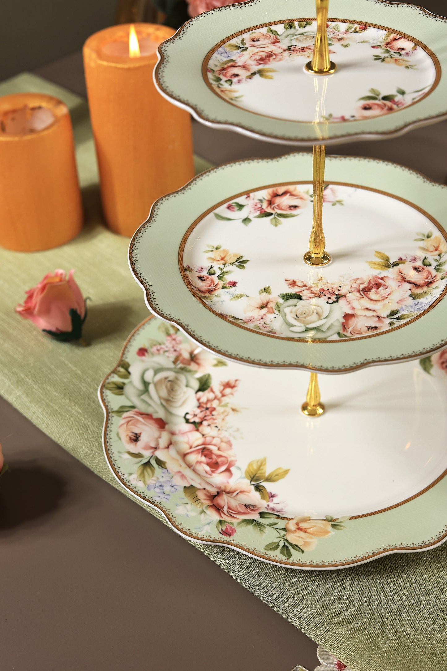 Pistachio Green Three Tier Dessert Stand