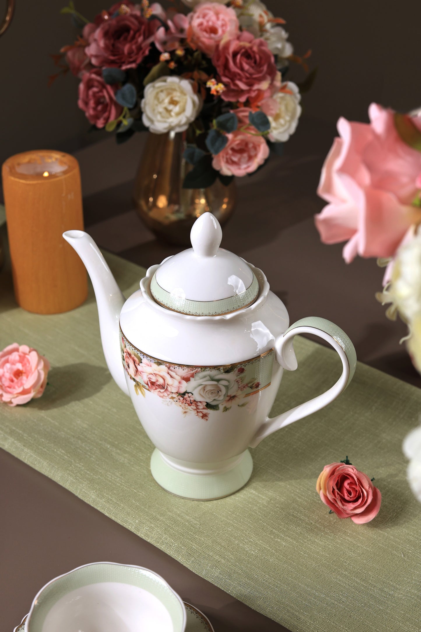 Pistachio Green 15 Pcs Tea Set (Vintage Collection)