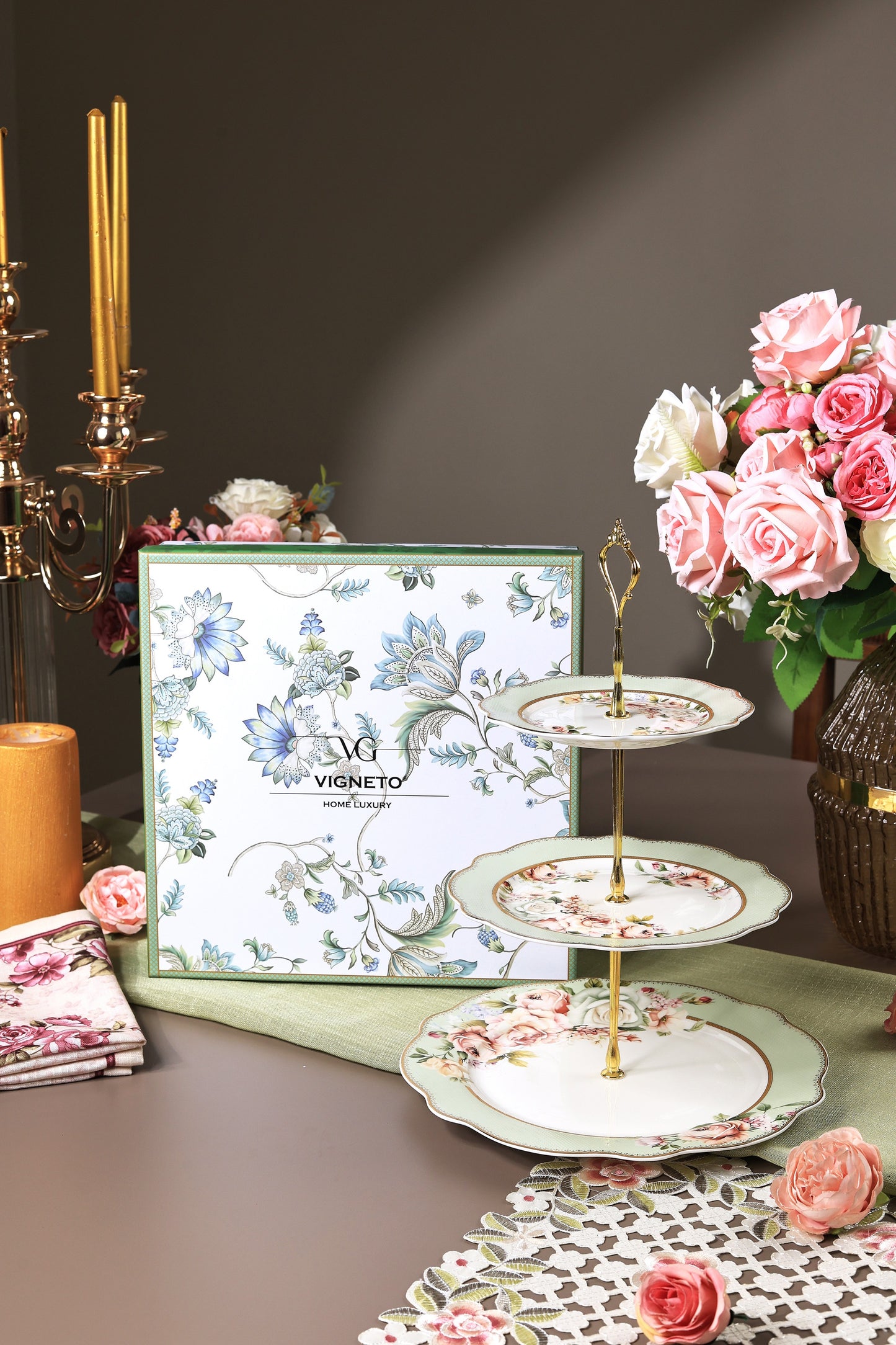 Pistachio Green Three Tier Dessert Stand