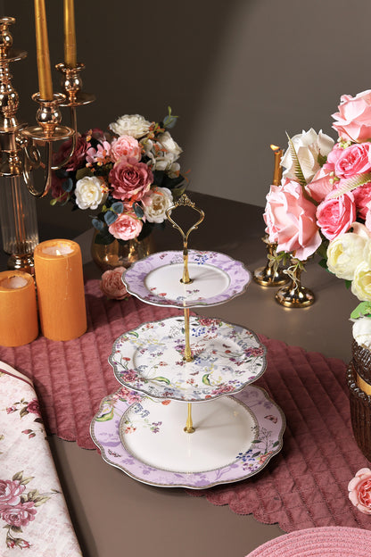 Lilac Garden Three Tier Dessert Stand