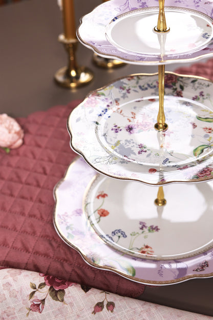 Lilac Garden Three Tier Dessert Stand