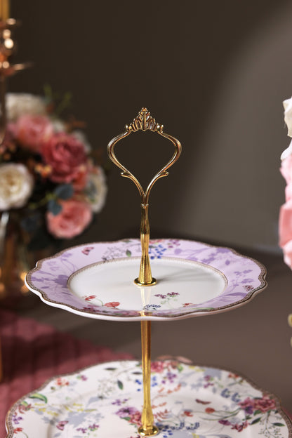 Lilac Garden Three Tier Dessert Stand