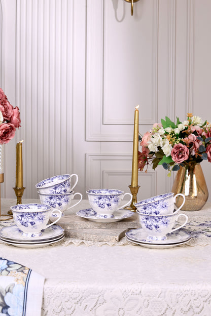 Jardin de Jouy Cup and Saucer Set (Vintage Collection, 6 Cups and 6 Saucers) - Vigneto