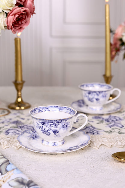 Jardin de Jouy Cup and Saucer Set (Vintage Collection, 6 Cups and 6 Saucers) - Vigneto