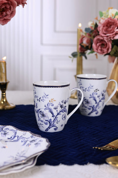 Midnight Blue Coffee Mugs with Snack Plates (4 Mugs and 4 Snack Plates) - Vigneto