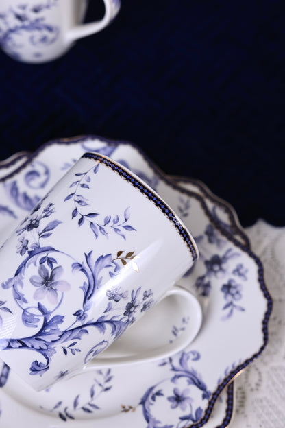 Midnight Blue Coffee Mugs with Snack Plates (4 Mugs and 4 Snack Plates) - Vigneto