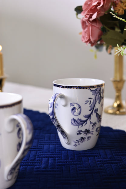 Midnight Blue Coffee Mugs with Snack Plates (4 Mugs and 4 Snack Plates) - Vigneto
