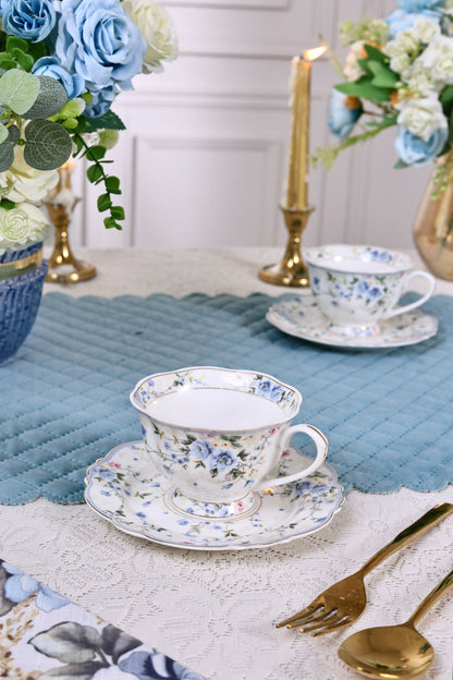 Yorkshire Bloom Cup and Saucer Set (Vintage Collection, 6 Cups and 6 Saucers) - Vigneto