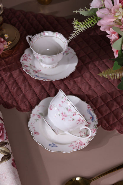 Orchid Bliss Cup and Saucer Set (Vintage Collection, 6 Cups and 6 Saucers) - Vigneto