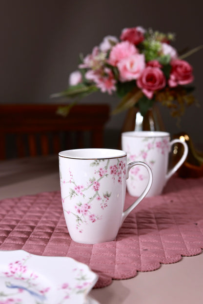 Orchid Bliss Coffee Mugs with Snack Plates (4 Mugs and 4 Snack Plates) - Vigneto