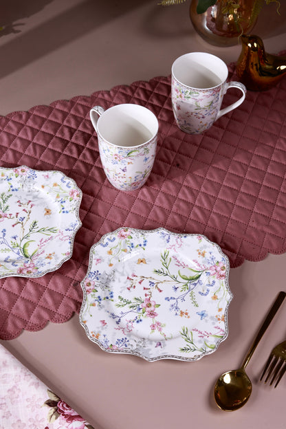 Flower Bed Coffee Mugs with Snack Plates (4 Mugs and 4 Snack Plates) - Vigneto