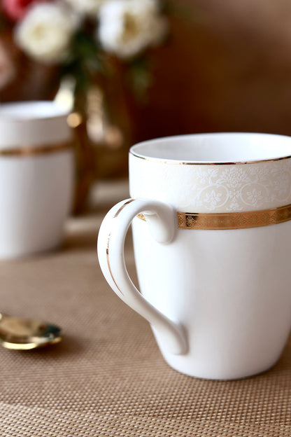 Opaline Gold Coffee Mugs (Set of 2, 300 ML) - Vigneto