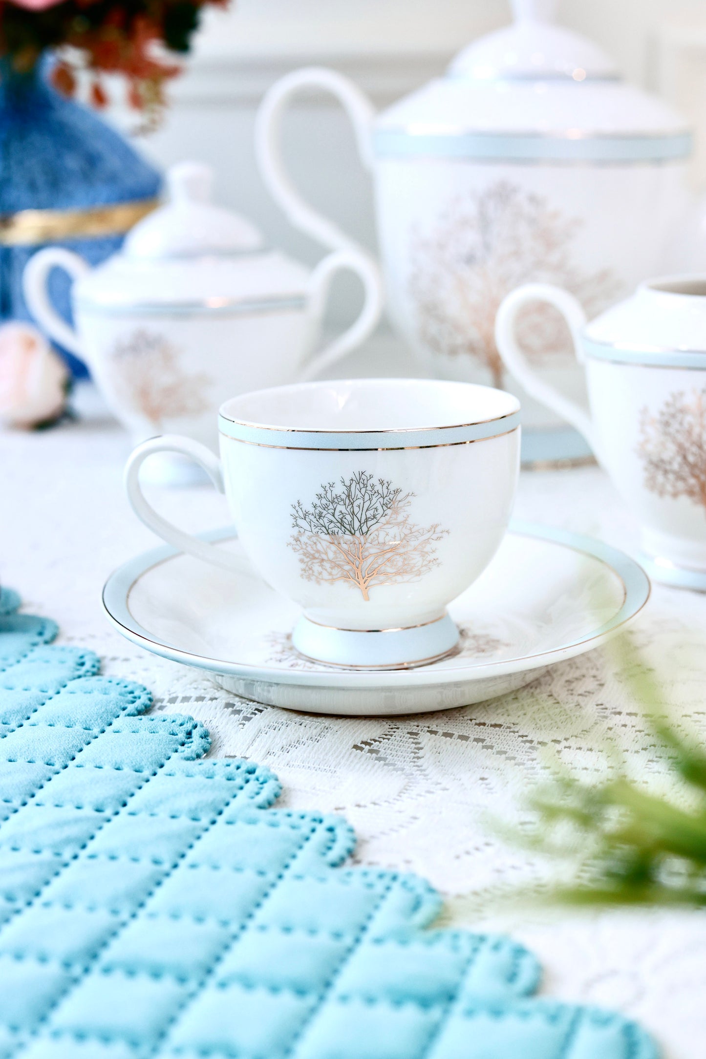 Celestial Blue 15 Pcs Tea Set