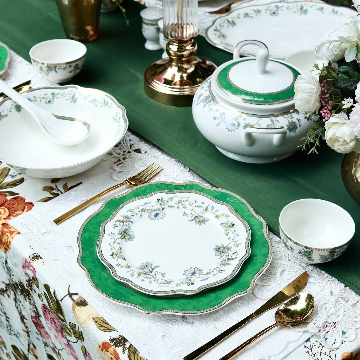 Tudor Green 51 Pcs Dinner Set