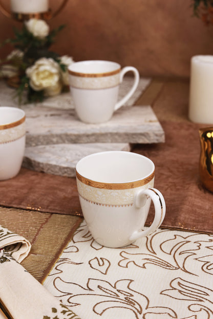 Crème Gold Mug Set (Capacity 180 ML, Set of 6) - Vigneto
