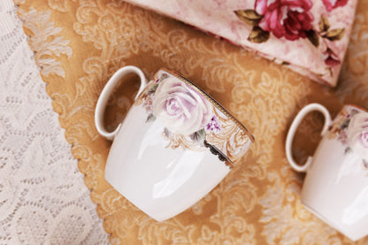 Gold Roses Mug Set (Capacity 200 ML, Set of 6)