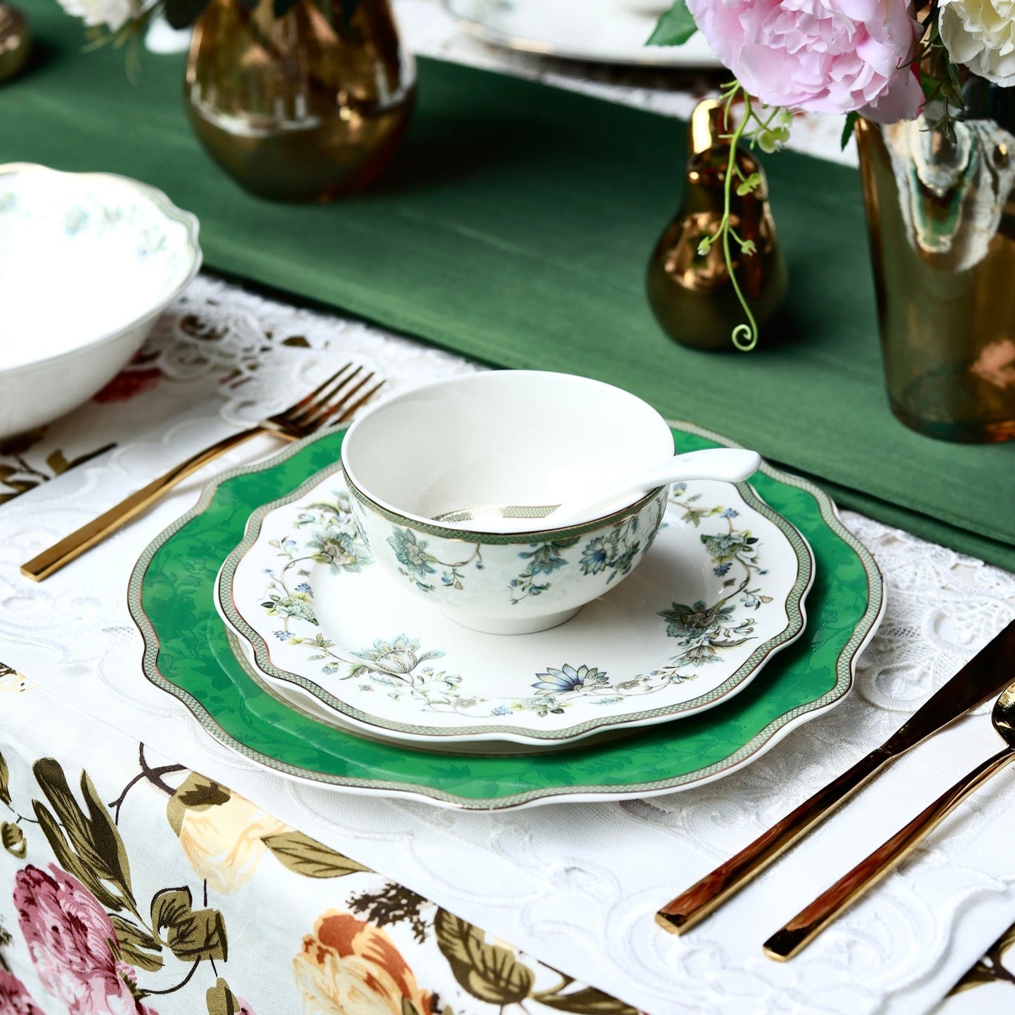 Tudor Green 51 Pcs Dinner Set