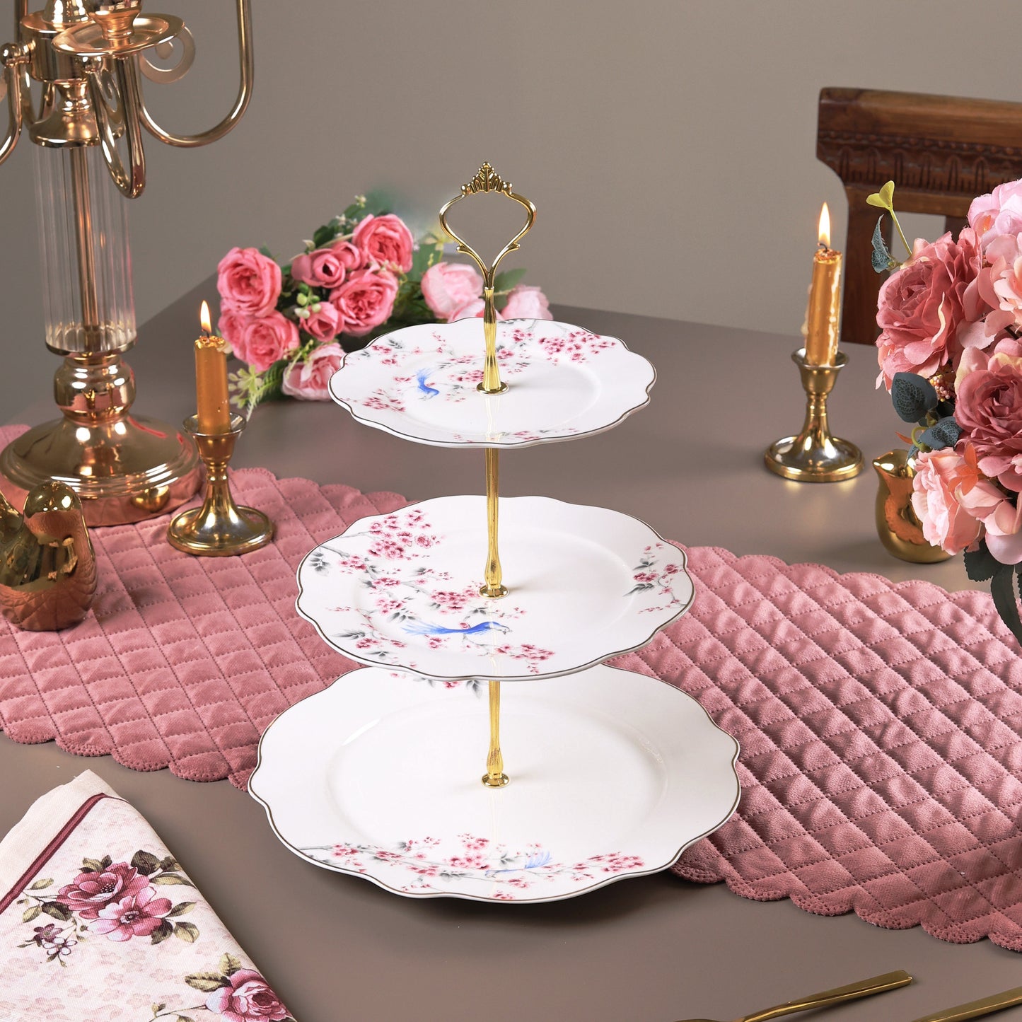 Orchid Bliss Three Tier Dessert Stand