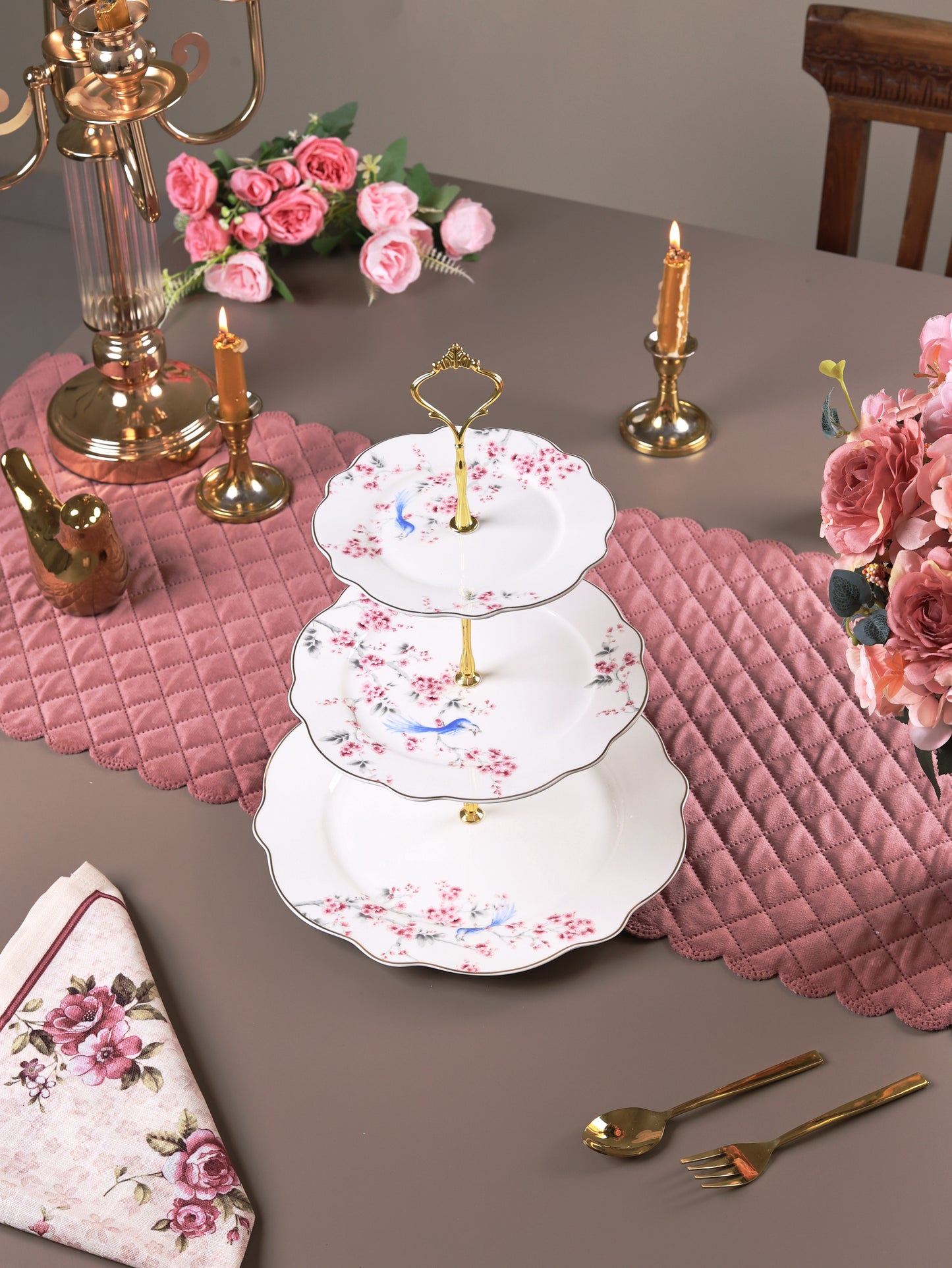 Orchid Bliss Three Tier Dessert Stand