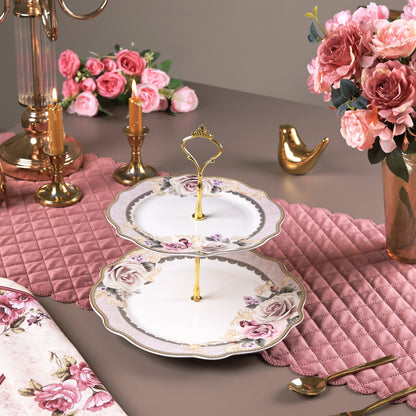 Gold Roses Two Tier Dessert Stand