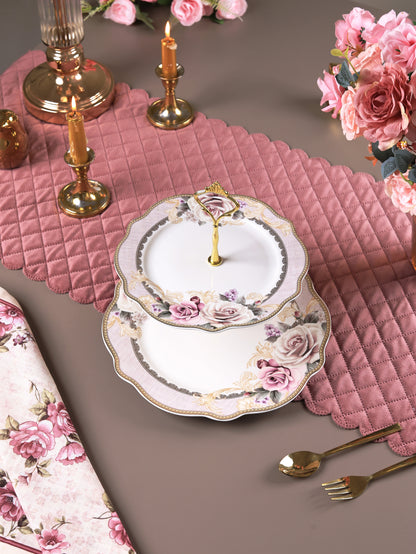 Gold Roses Two Tier Dessert Stand