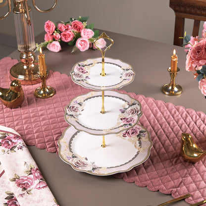 Gold Roses Three Tier Dessert Stand