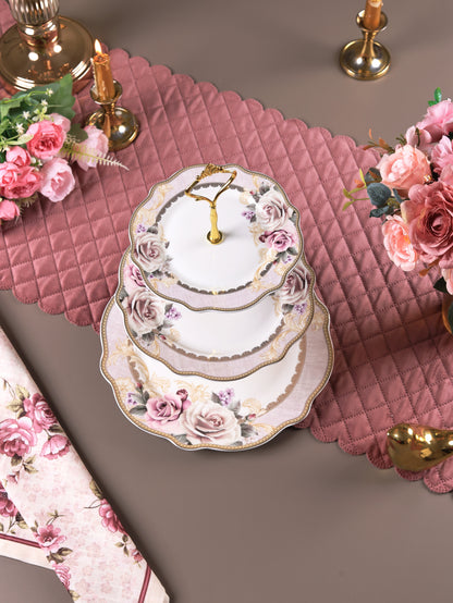 Gold Roses Three Tier Dessert Stand