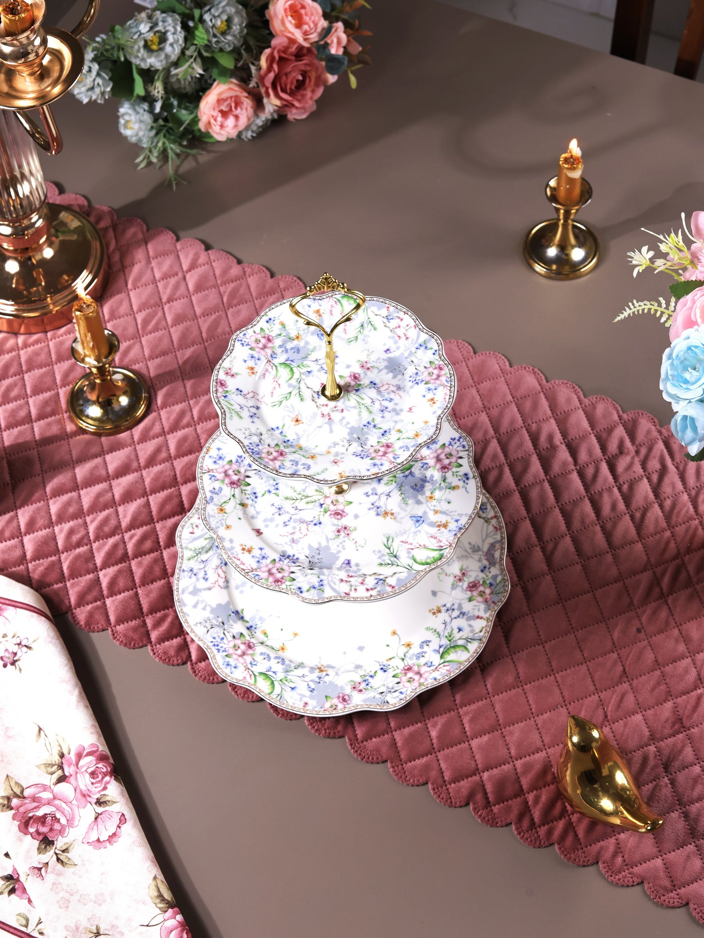 Flower Bed Three Tier Dessert Stand