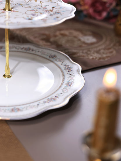 White Pattern Two Tier Dessert Stand