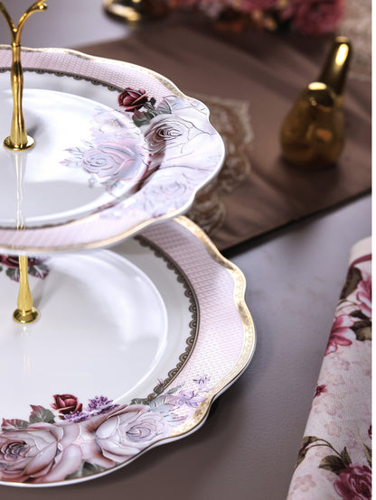 Rose Garden Two Tier Dessert Stand