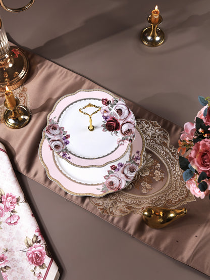 Rose Garden Two Tier Dessert Stand