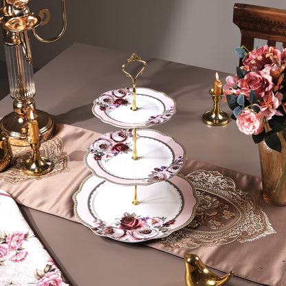 Rose Garden Three Tier Dessert Stand - Vigneto