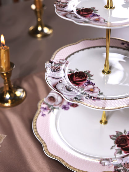 Rose Garden Three Tier Dessert Stand - Vigneto