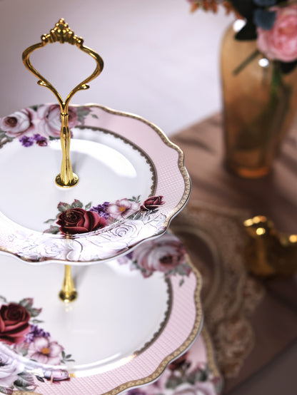 Rose Garden Three Tier Dessert Stand - Vigneto