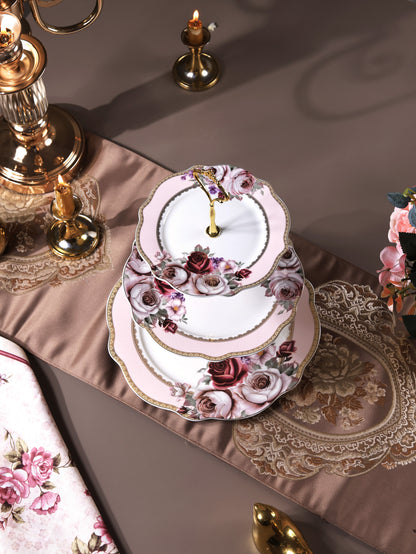 Rose Garden Three Tier Dessert Stand - Vigneto