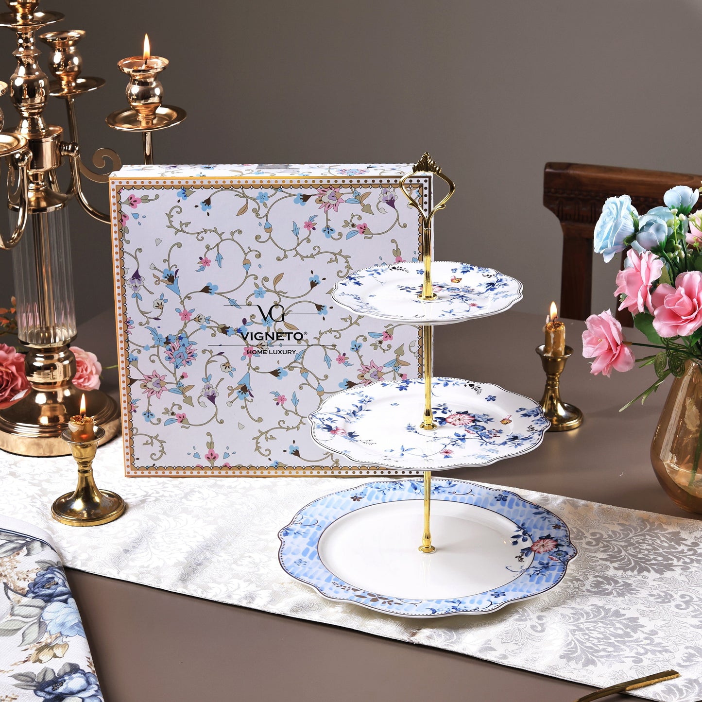 Spring Meadows Three Tier Dessert Stand - Vigneto