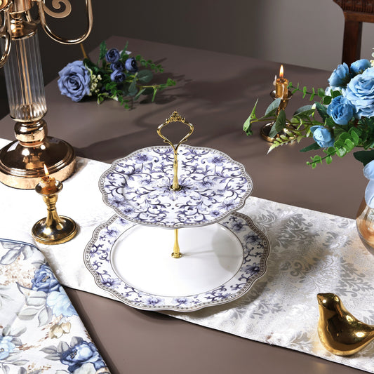 Royal Blue Two Tier Dessert Stand