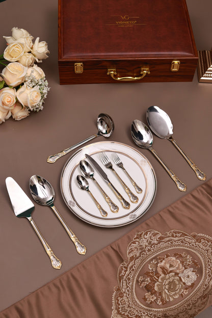 Prestige Gold 65 Pcs Cutlery Set (Palace Collection, 24K Gold Plated)