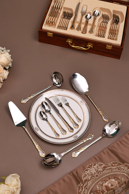 Prestige Gold 65 Pcs Cutlery Set (Palace Collection, 24K Gold Plated)