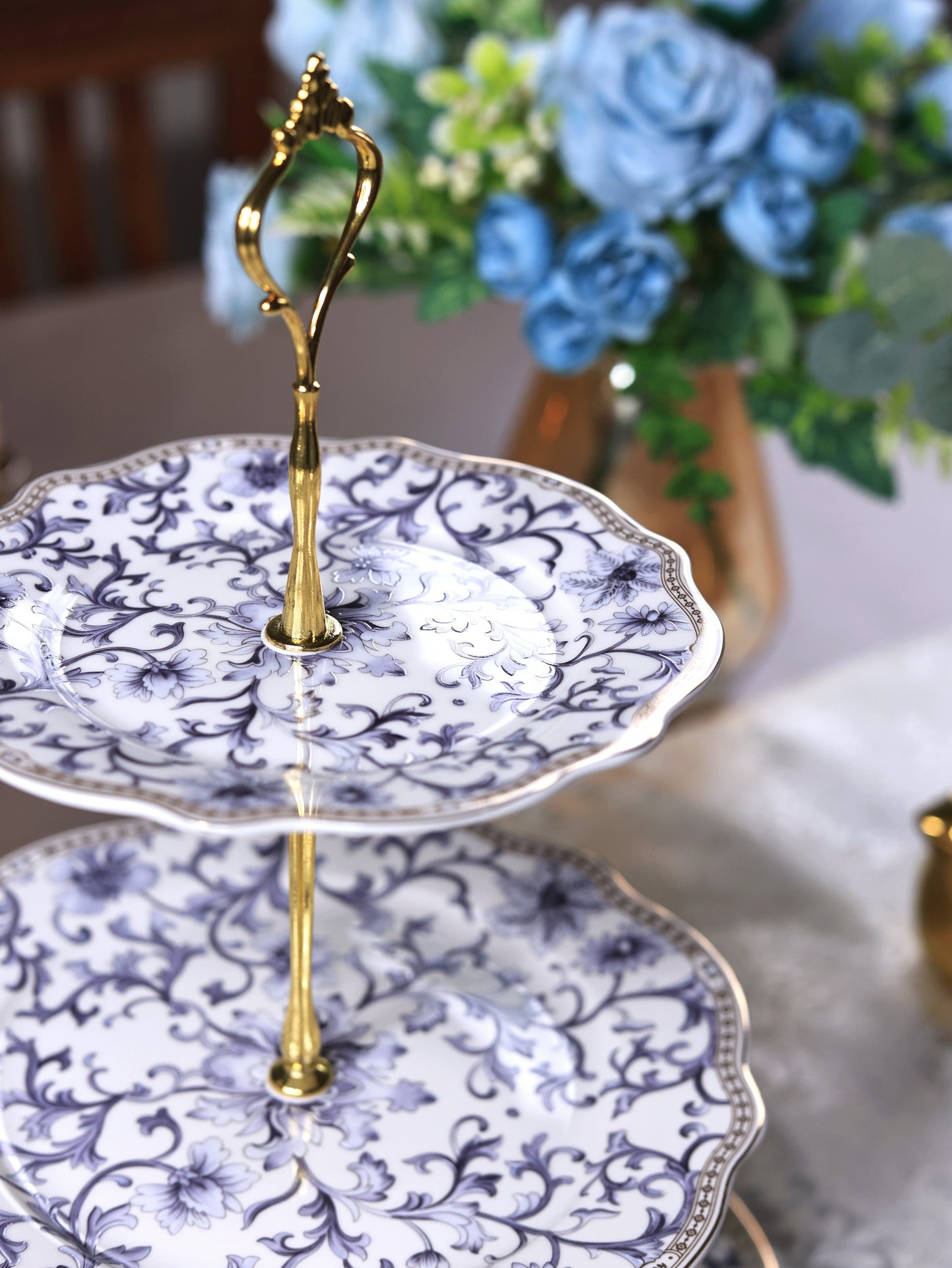 Royal Blue Three Tier Dessert Stand