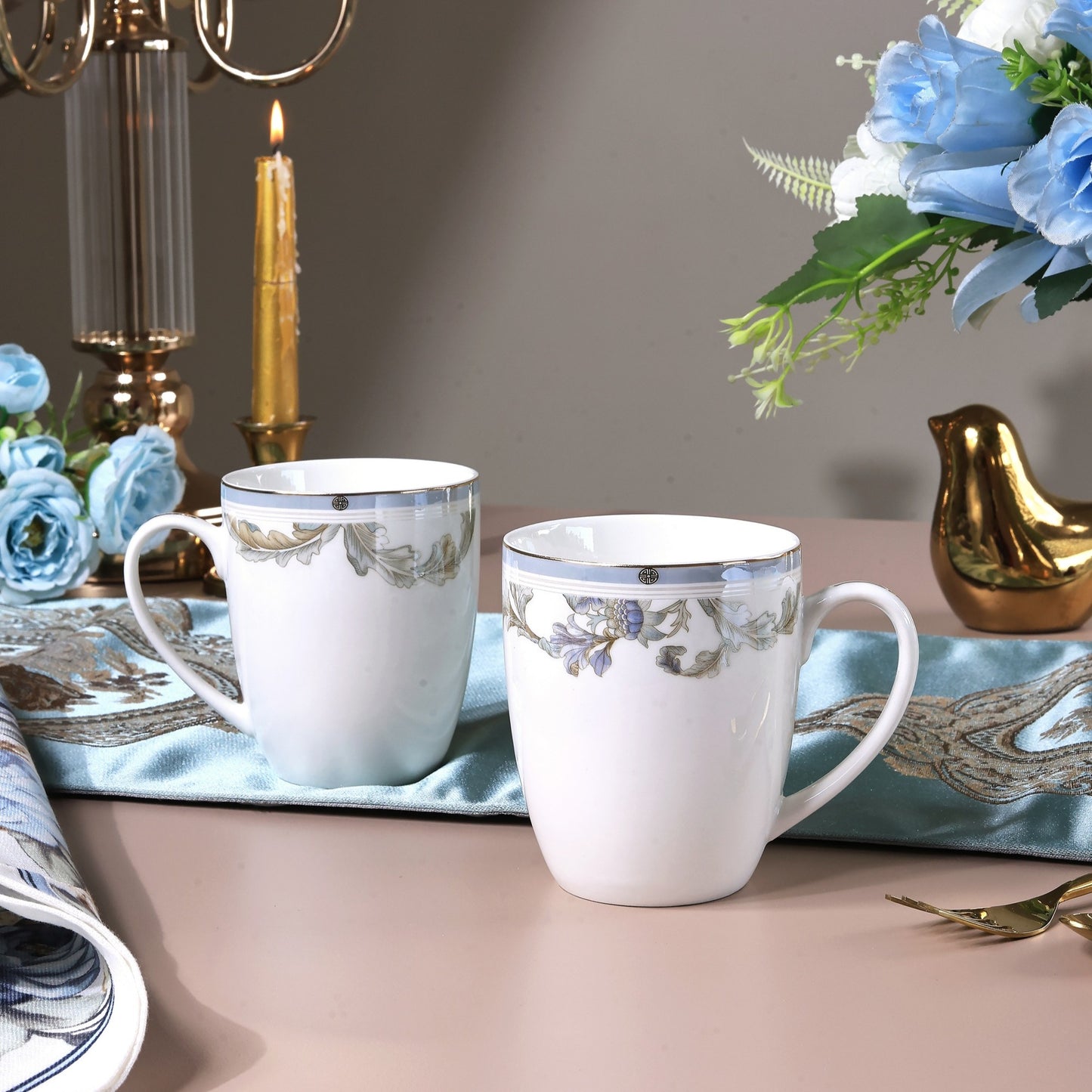 Oriental Blume Coffee Mugs (Set of 2, 300 ML)